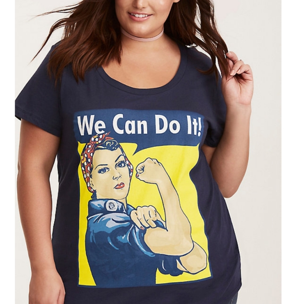 PLUS SIZE Rosie the Riveted Scoop Slim Fit Tee